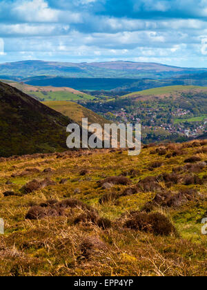 La vallée de moulin à carder sur le long Mynd à towardsChurch Stretton dans le Shropshire Hills England UK Banque D'Images