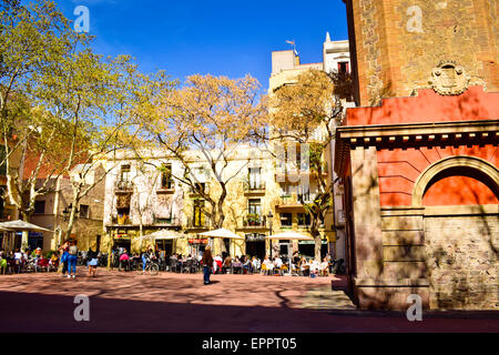 La Plaça de Rius i Taulet. Quartier de Gràcia. Barcelone, Catalogne, Espagne. Banque D'Images