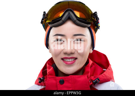 Portrait of young female skier Banque D'Images