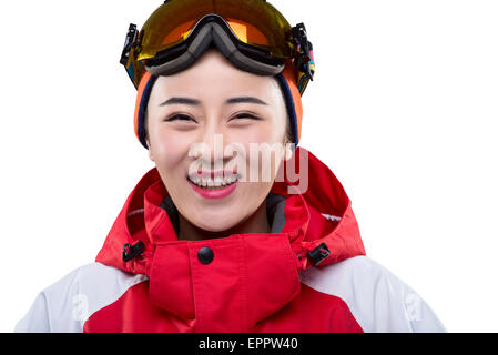 Portrait of young female skier Banque D'Images