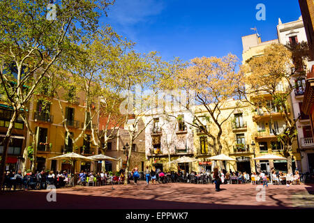 La Plaça de Rius i Taulet. Quartier de Gràcia. Barcelone, Catalogne, Espagne. Banque D'Images