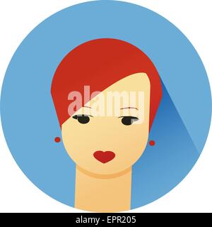 Vector illustration portrait de belle jeune fille aux cheveux style mignon. Vecteur de conception à plat. Illustration de Vecteur