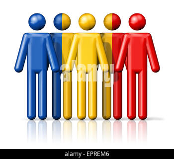 Pavillon de la Roumanie le stick figure - symbole de la communauté nationale et sociale l'icône 3D Banque D'Images