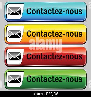 Traduction française de mail contact butttons web set Illustration de Vecteur