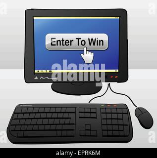 Dessin d'un ordinateur avec win bouton sur l'écran Illustration de Vecteur