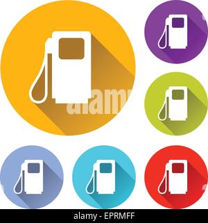 Vector illustration de six icônes de la pompe à carburant coloré Illustration de Vecteur