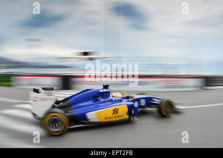 Monte Carlo, Monaco. 21 mai, 2015. Marcus Ericsson (SWE), Sauber F1 Team, sur la voie pendant une séance d'essai au Monaco Grand Prix de Formule 1, Monte Carlo. Crédit : Kevin Bennett/Alamy Live News Banque D'Images