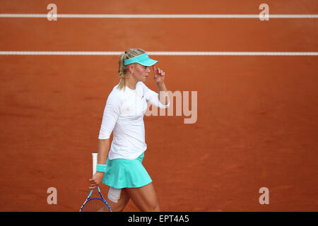 Nuremberg, Allemagne. 21 mai, 2015. Carina Witthoeft d'Allemagne réagit pendant le tournoi de tennis WTA match quart de finale contre l'Espagne de Arruabarrena à Nuremberg, Allemagne, 21 mai 2015. Photo : DANIEL KARMANN/dpa/Alamy Live News Banque D'Images