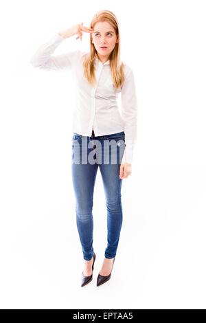 Young adult caucasian woman isolated on a white background Banque D'Images