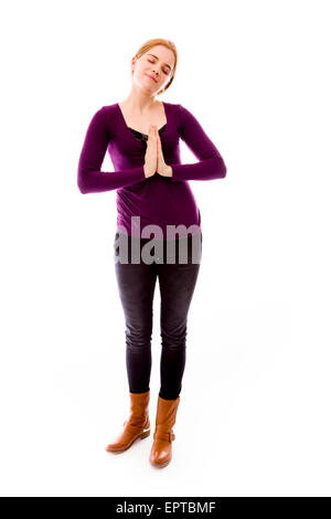 Young adult caucasian woman isolated on a white background Banque D'Images