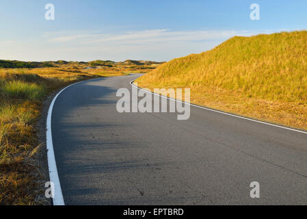 Route sinueuse en été, l'île de Norderney, Frise orientale, mer du Nord, Basse-Saxe, Allemagne Banque D'Images