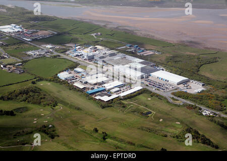 Vue aérienne de Park Road Industrial Estate et Robert McBride Ltd factory, Barrow-in-Furness, Cumbria, Royaume-Uni Banque D'Images