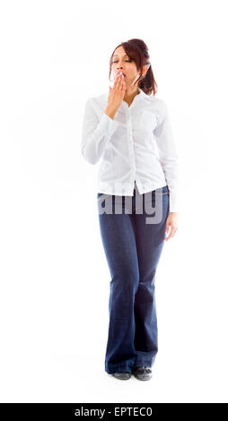 Femme indienne adulte en studio isolé sur fond blanc Banque D'Images