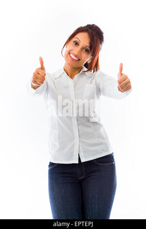 Femme indienne adulte en studio isolé sur fond blanc Banque D'Images