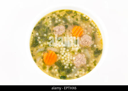 Soupe de noces italiennes avec des boulettes de viande et nouilles pepe Banque D'Images