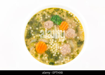 Soupe de noces italiennes avec des boulettes de viande et nouilles pepe Banque D'Images