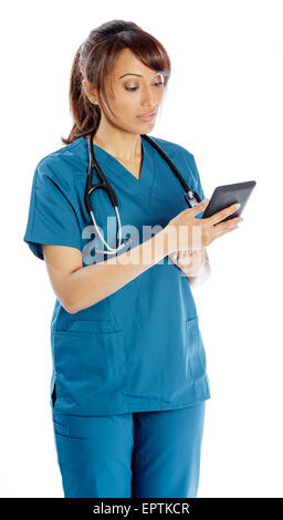 Médecin Indien Attractive Woman posing in a studio devant un fond Banque D'Images