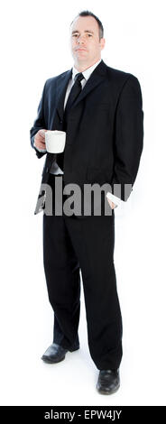 Caucasian businessman de 40 ans isolé sur fond blanc Banque D'Images