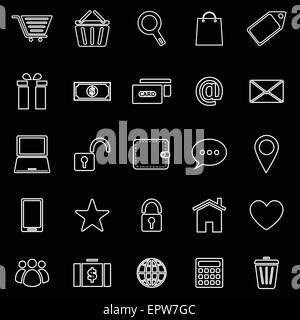 Ligne Ecommerce icônes sur fond noir, vecteur d'actions Illustration de Vecteur