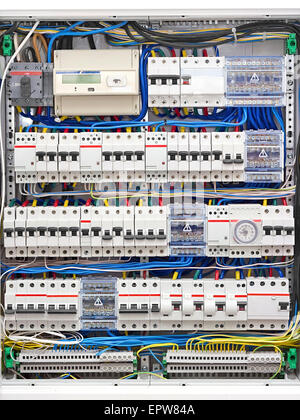 Panneau électrique avec fusibles closeup Banque D'Images