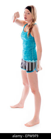 Young woman showing Thumbs down sign Banque D'Images