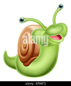 Une illustration d'un dessin animé mignon heureux caractère escargot Banque D'Images