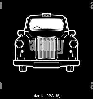 Symbole de Londres - taxi noir - design graphique illustration Taxi isolé sous une forme simplifiée, infographie, style silhouette Banque D'Images