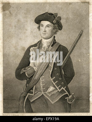 C Antique1820 gravure sur acier de George Washington en 1772, 40 ans. George Washington (1732-1799) a été le premier président des États-Unis (1789-97), le commandant en chef de l'armée continentale pendant la guerre d'Indépendance américaine, et l'un des pères fondateurs des États-Unis. Banque D'Images