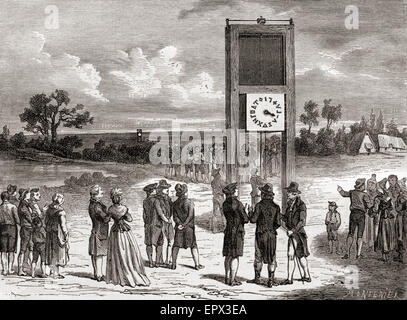 Claude Chappe, 1763 - 1805. Inventeur français, qu'on voit ici la démonstration de son premier système de télégraphie aérienne en 1791. Banque D'Images