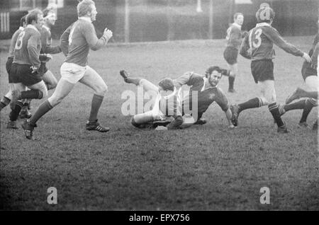 London Wasps v Llanelli Scarlets, match de rugby, mars 1970. Banque D'Images