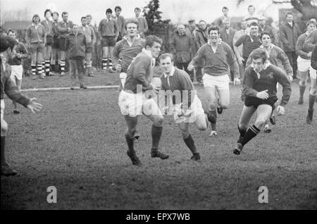 London Wasps v Llanelli Scarlets, match de rugby, mars 1970. Banque D'Images