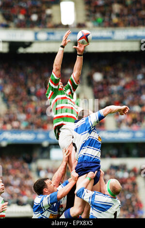 Leicester v Vente, la finale de la coupe de Pilkington à Twickenham, samedi 10 mai 1997. Score final : Leicester gagner 9-3 Vente. Banque D'Images