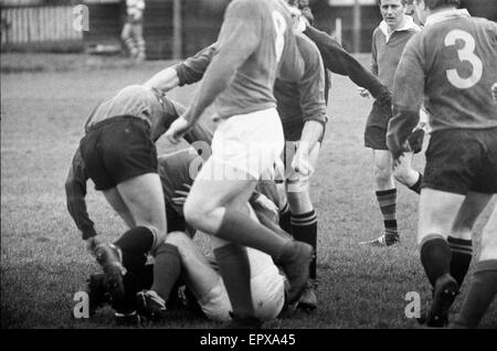 London Wasps v Llanelli Scarlets, match de rugby, mars 1970. Banque D'Images