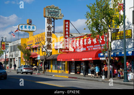 Le quartier chinois dans le centre-ville de Los Angeles Banque D'Images