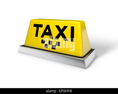 Signe de taxi isolé sur fond blanc. 3d illustration. Banque D'Images