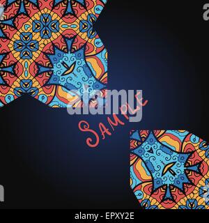 Abstract design style ornementé en bleu et rouge Illustration de Vecteur