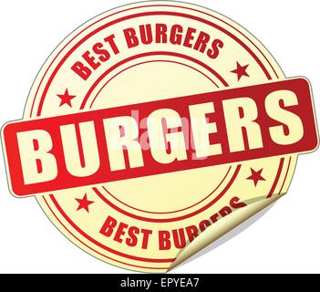 Illustration d'hamburgers autocollant rouge sur fond blanc Illustration de Vecteur