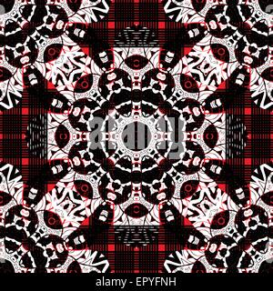 Mandala en uniforme rouge, noir et blanc couleur Illustration de Vecteur
