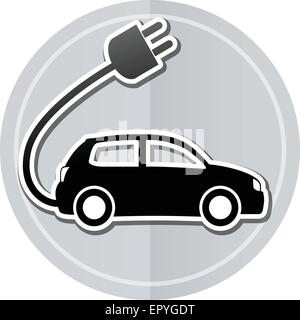 Illustration de l'autocollant de voiture électrique conception simple icône Illustration de Vecteur