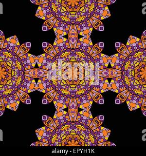 Modèle sans couture indienne. Éléments de décoration vintage. Arrière-plan dessiné à la main. L'Islam, Arabe, Indienne, motifs ottomans. Illustration de Vecteur