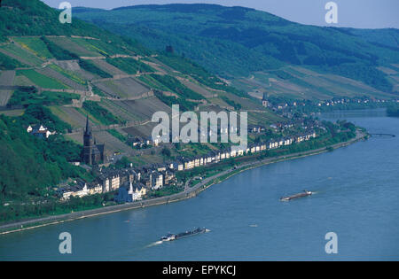 DEU, l'Allemagne, la région du Rheingau, Lorchhausen et location appartement au bord du Rhin. DEU, Deutschland, Rheingau, Lorchhausen und Lorch am Rhein. Banque D'Images