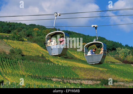 DEU, l'Allemagne, la région du Rheingau, Ruedesheim au bord du Rhin, au téléphérique Niederwald monument. DEU, Deutschland, Rheingau, Ruedesh Banque D'Images