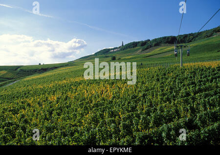 DEU, l'Allemagne, la région du Rheingau, Ruedesheim au bord du Rhin, au téléphérique Niederwald monument. DEU, Deutschland, Rheingau, Ruedesh Banque D'Images