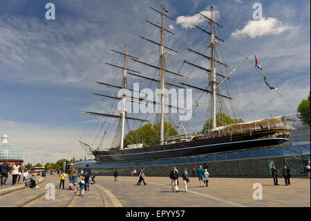 La célèbre 'Cutty Sack' clipper navire amarré dans le dock à Greenwich, Londres, Angleterre, Royaume-Uni. Banque D'Images