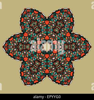 Mandla stylisés fleur. Art vintage des éléments décoratifs. Hand drawn tribal style yantra. Modèle Flayer motif oriental. Illustration de Vecteur