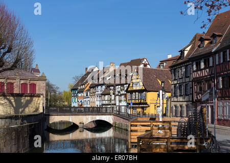 Vue sur le Canal de Colmar, France Banque D'Images