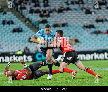 Sydney, Australie - le 23 mai 2015 : Action pendant le super match de rugby entre le NSW Waratahs et les croisés à l'ANZ Stadium Banque D'Images