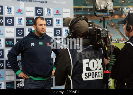 Sydney, Australie - le 23 mai 2015 : Action pendant le super match de rugby entre le NSW Waratahs et les croisés à l'ANZ Stadium Banque D'Images