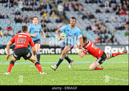 Sydney, Australie - le 23 mai 2015 : Action pendant le super match de rugby entre le NSW Waratahs et les croisés à l'ANZ Stadium Banque D'Images