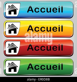 Traduction française de boutons colorés accueil web Illustration de Vecteur